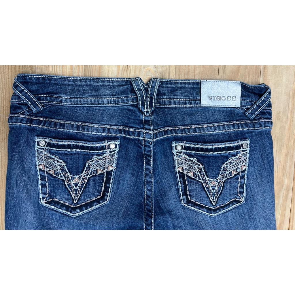Vigoss Jeans Women's Chelsea CAPRI Embroidered Sequin Stretch (size 9/10