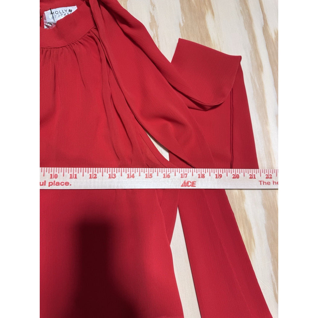 Molly Bracken Red Halter Neck Tie Blouse Top Womens Medium Flowing Chiffon NWT