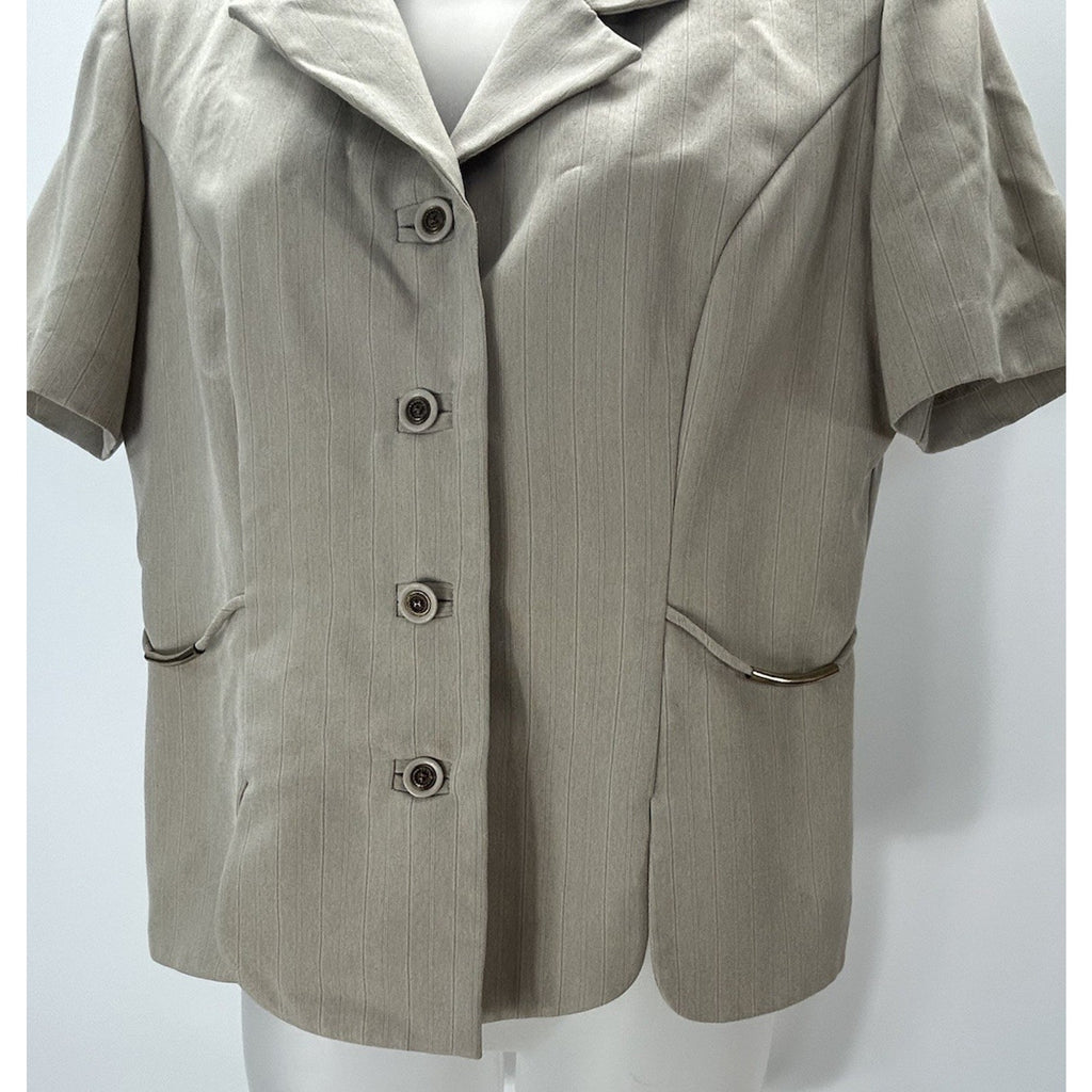 Perceptions Petite Womens Blazer Size 10P Buttons Shoulder Pads Short Sleeve.
