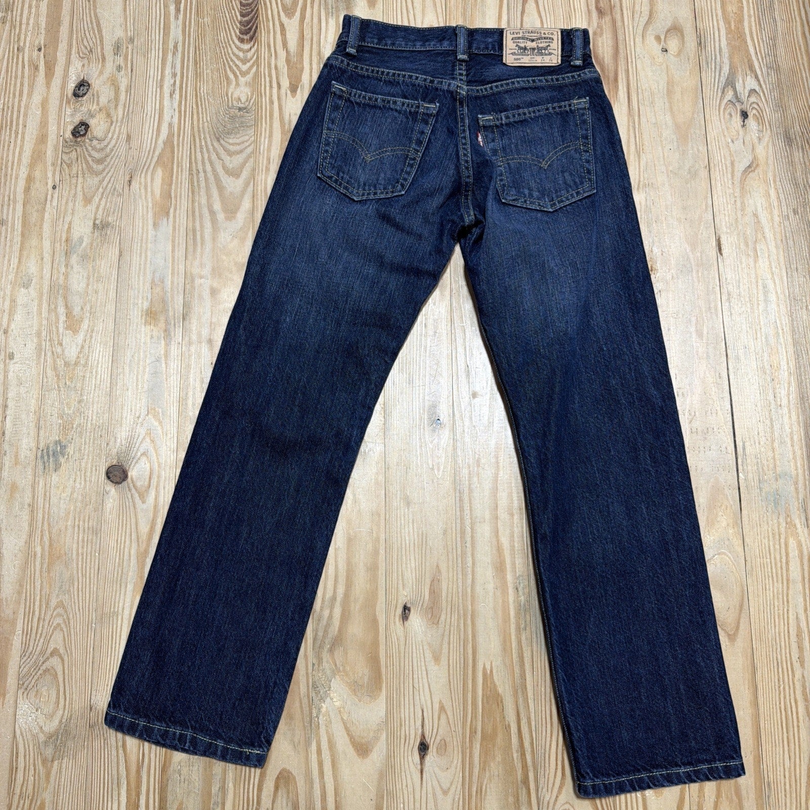 LEVI'S 505 Regular Jeans Kids 12 Slim W24 L26 Dark Wash Straight Leg boys