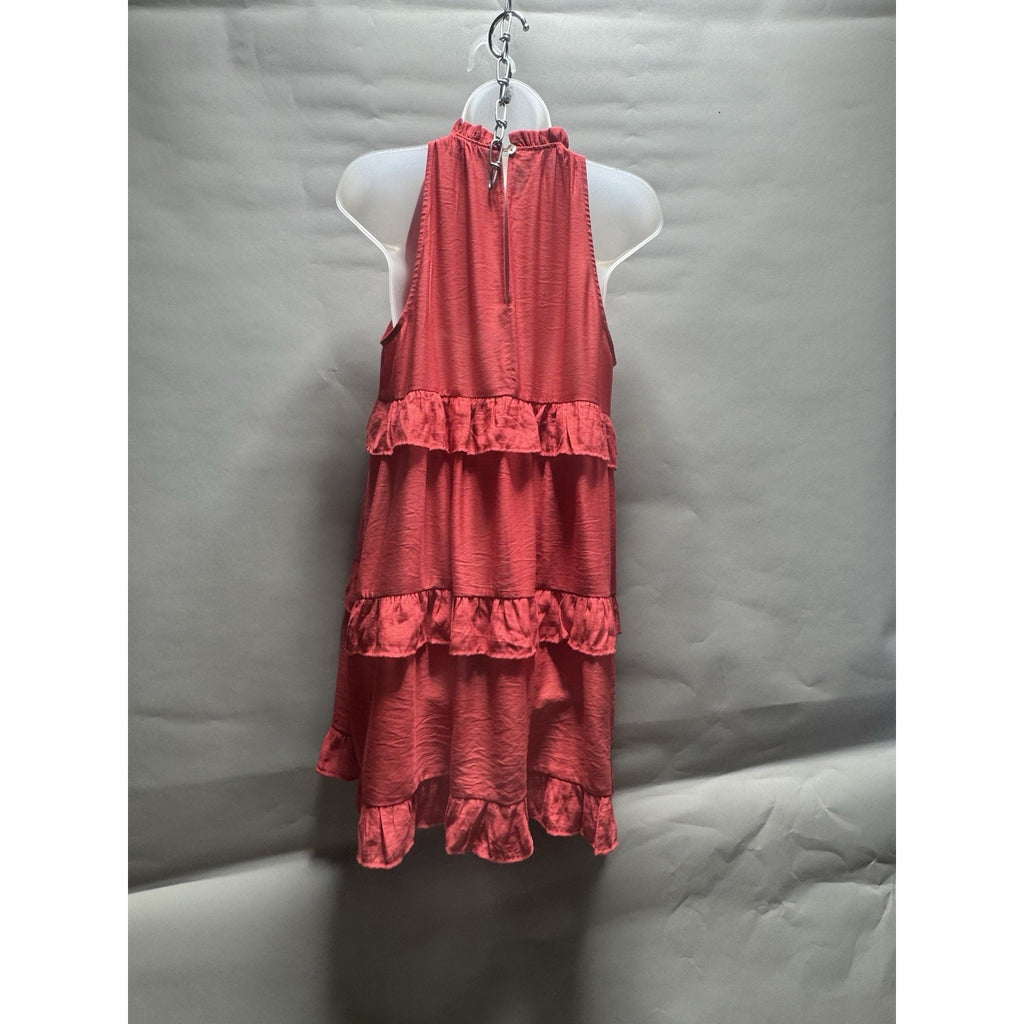 ODDI Womens Medium Red Tiered Ruffle Halter Dress Sleeveless Boho Mini