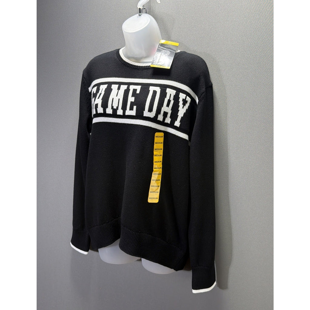 Vince Camuto Game Day Soft Sweater Black White Cotton Crewneck Womens M N W Tags