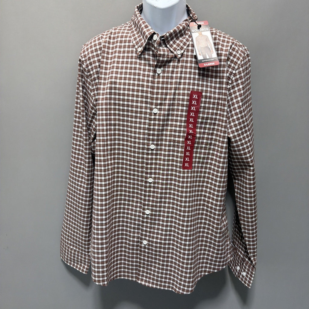 Bonobos Dress Shirt Auburn Plaid Casual Button Up Mens Size XL NWT Stretch