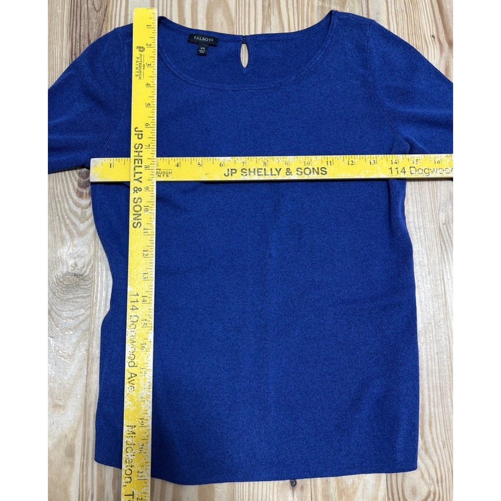 Talbots Women’s S 65% Cotton Dark Blue Ruffle Sleeve Knit Top XS