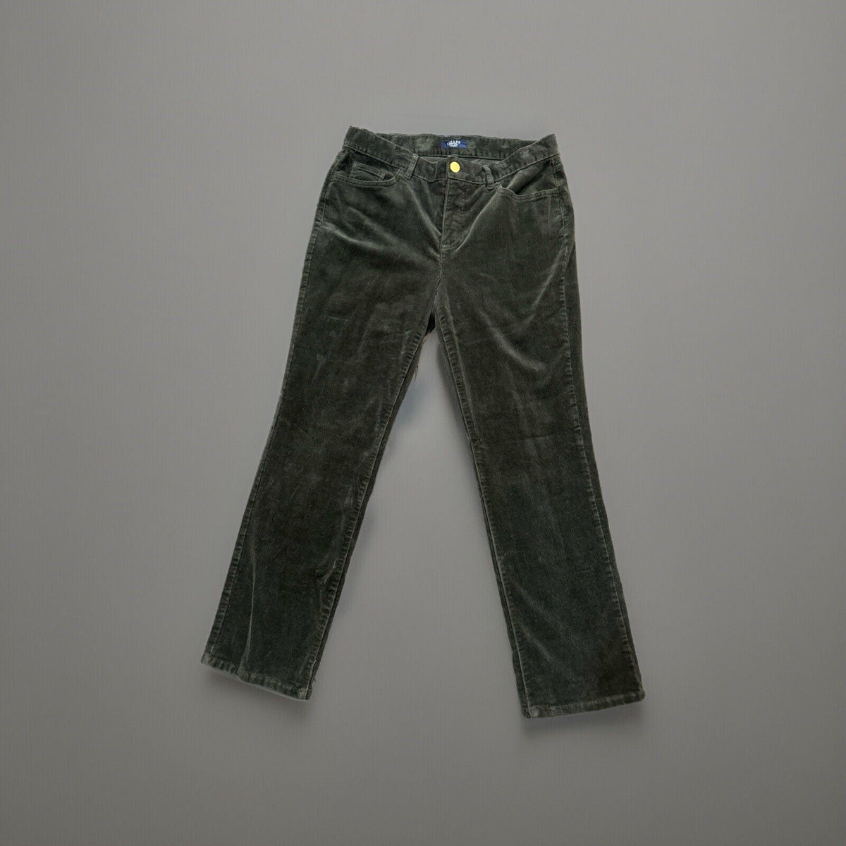 St John's Bay Olive Green Corduroy Pants Women 10P Black Mid Rise Straight Leg