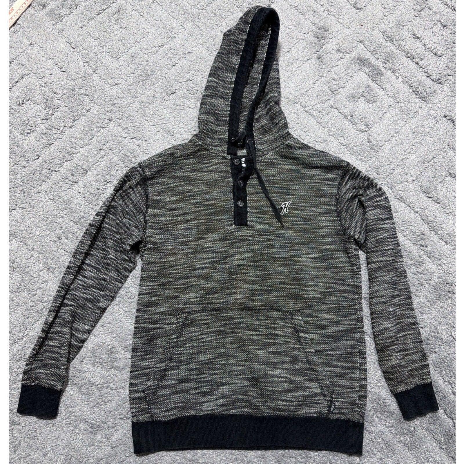 Hooey Hoodie Mens Small Heather Gray Pullover Hooded Sweatshirt