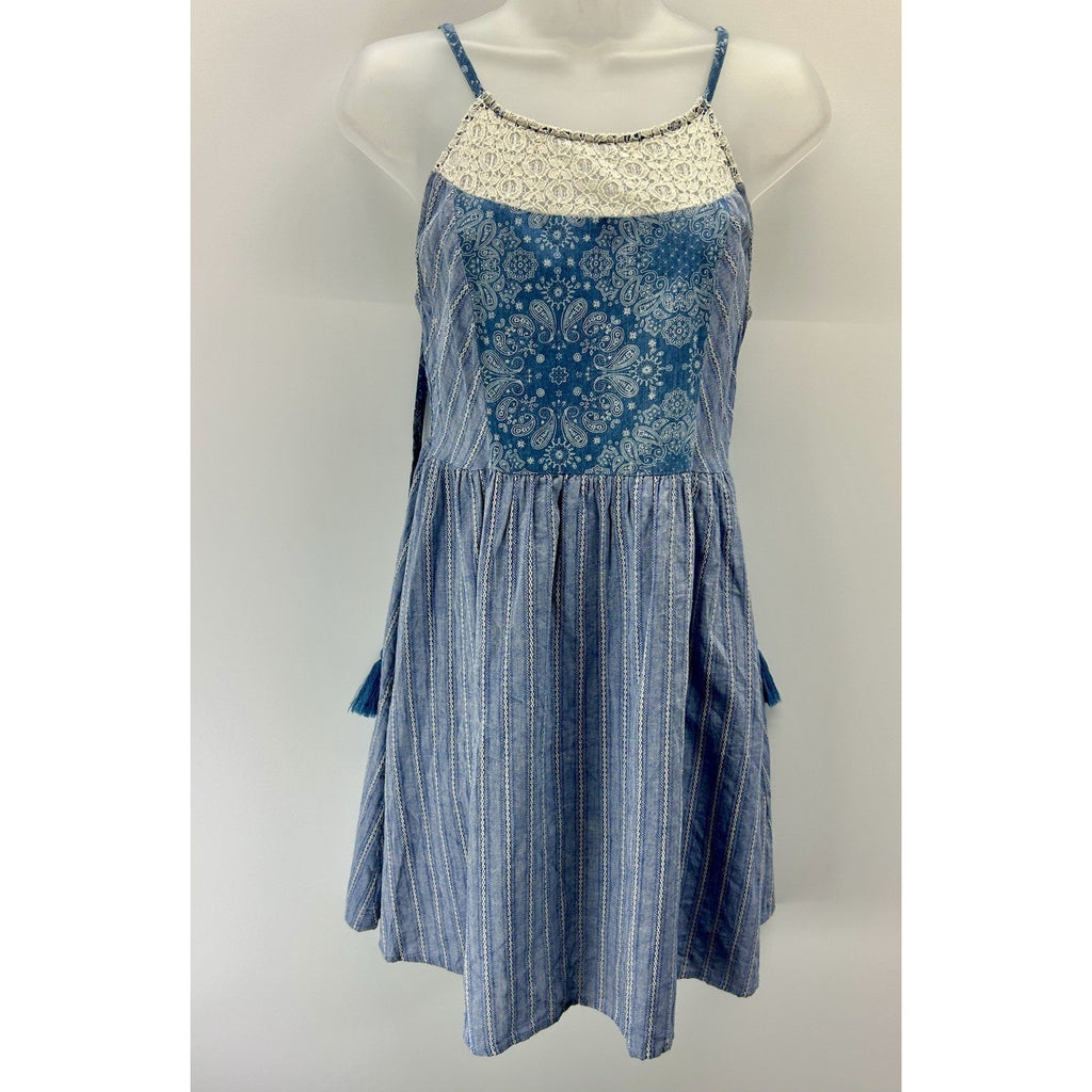 Flying TomatoLace Cami Formal Cocktail Spring Storm Blue Fit & Flare Dress Large