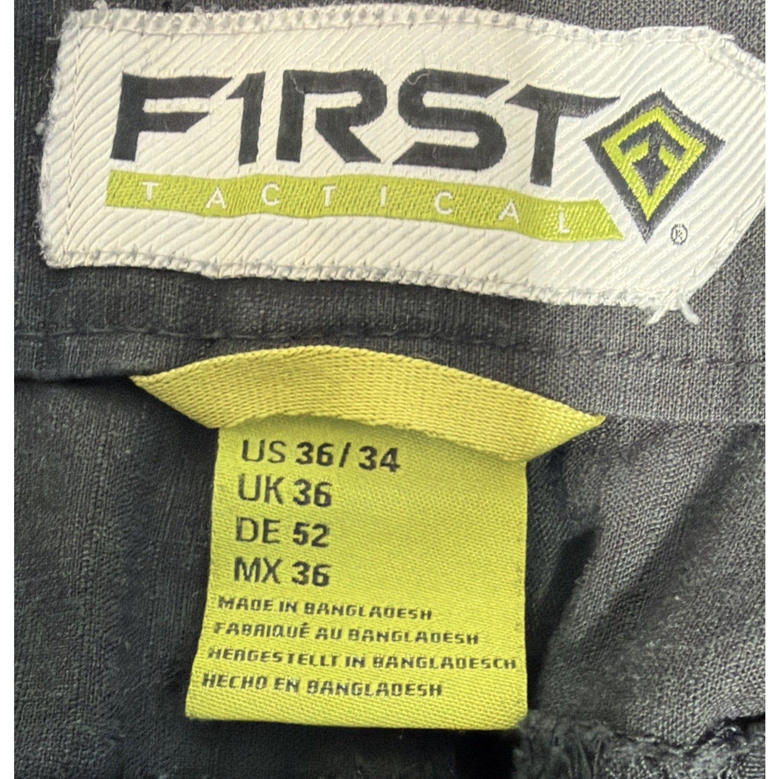 First Tactical V2 Pants Size 36x34 Black Ripstop Fabric Cargo Pockets Outdoors