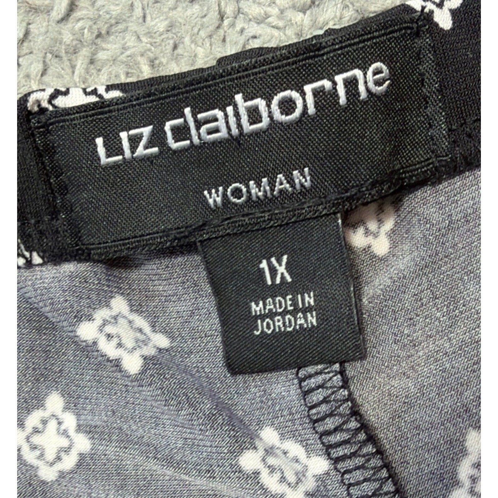 Liz Claiborne Career Wide Leg Black Geometrical Print Pants Plus Sz 1X Casual