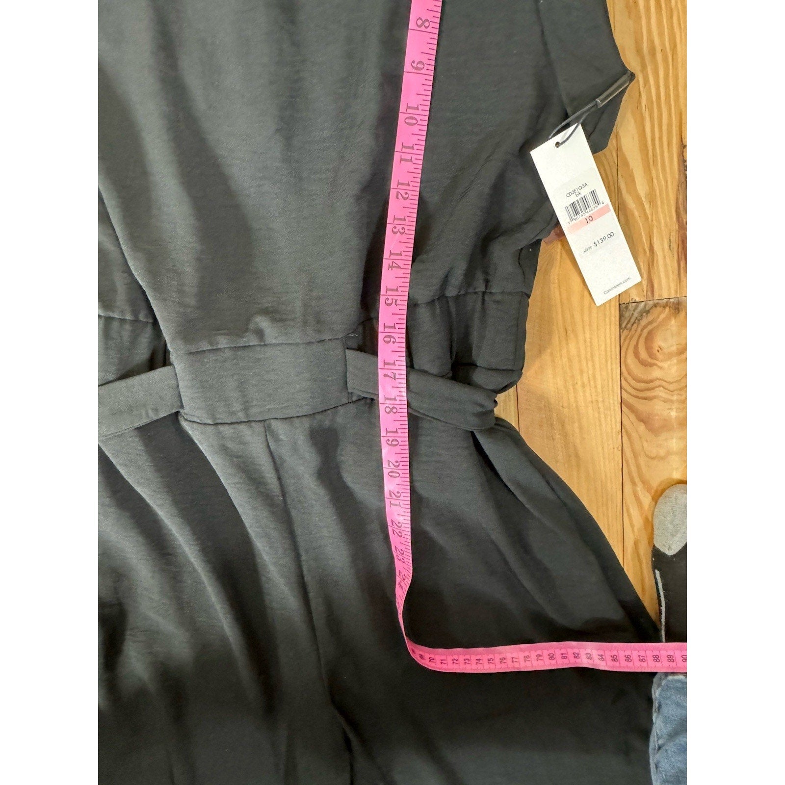 Calvin Klein Jumpsuit Women’s Black Wide Leg Elastic Tie Waist Size 10