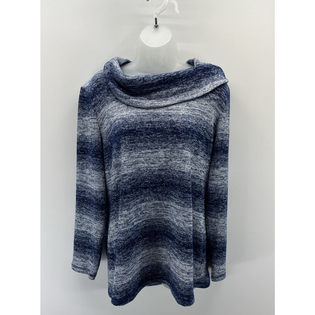 T by Talbots Ombre Stripe Cowl Pullover size Large Blue