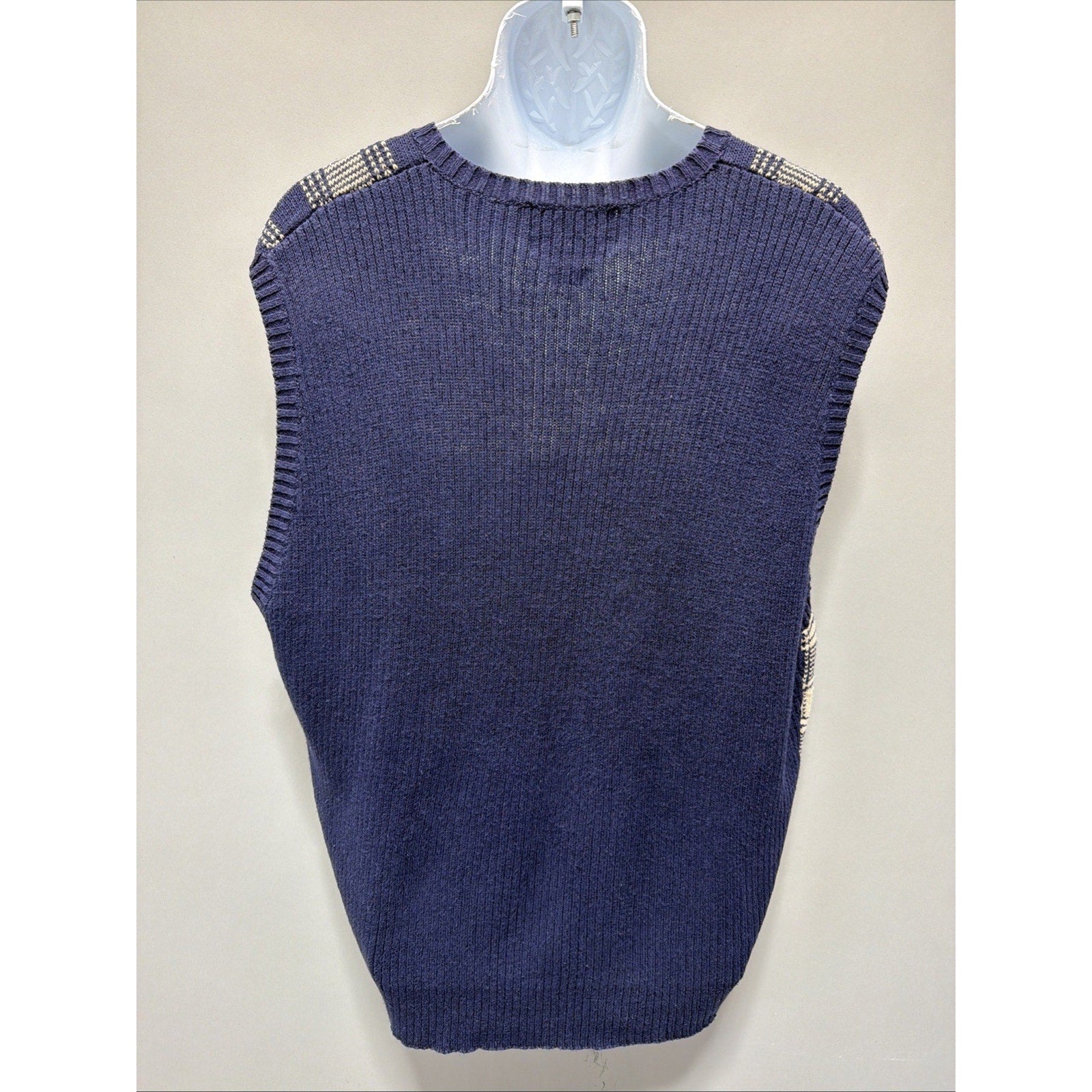 Vtg 90s Polo Ralph Lauren Mens Windowpane Linen Blend Sweater Vest XXL Preppy