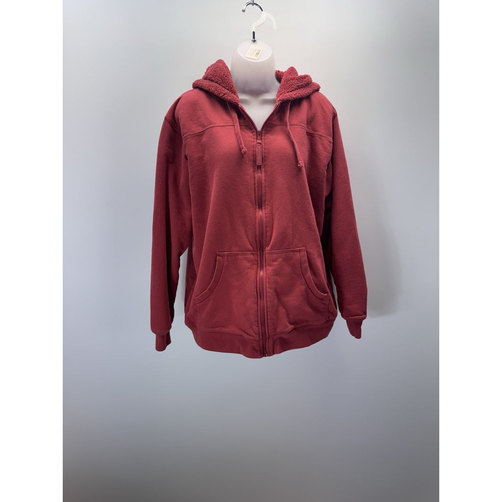 Blue Mountain Women's Fleece Full Zip Long Sleeve Hoodie Sweatshirt Red Size 2XL
