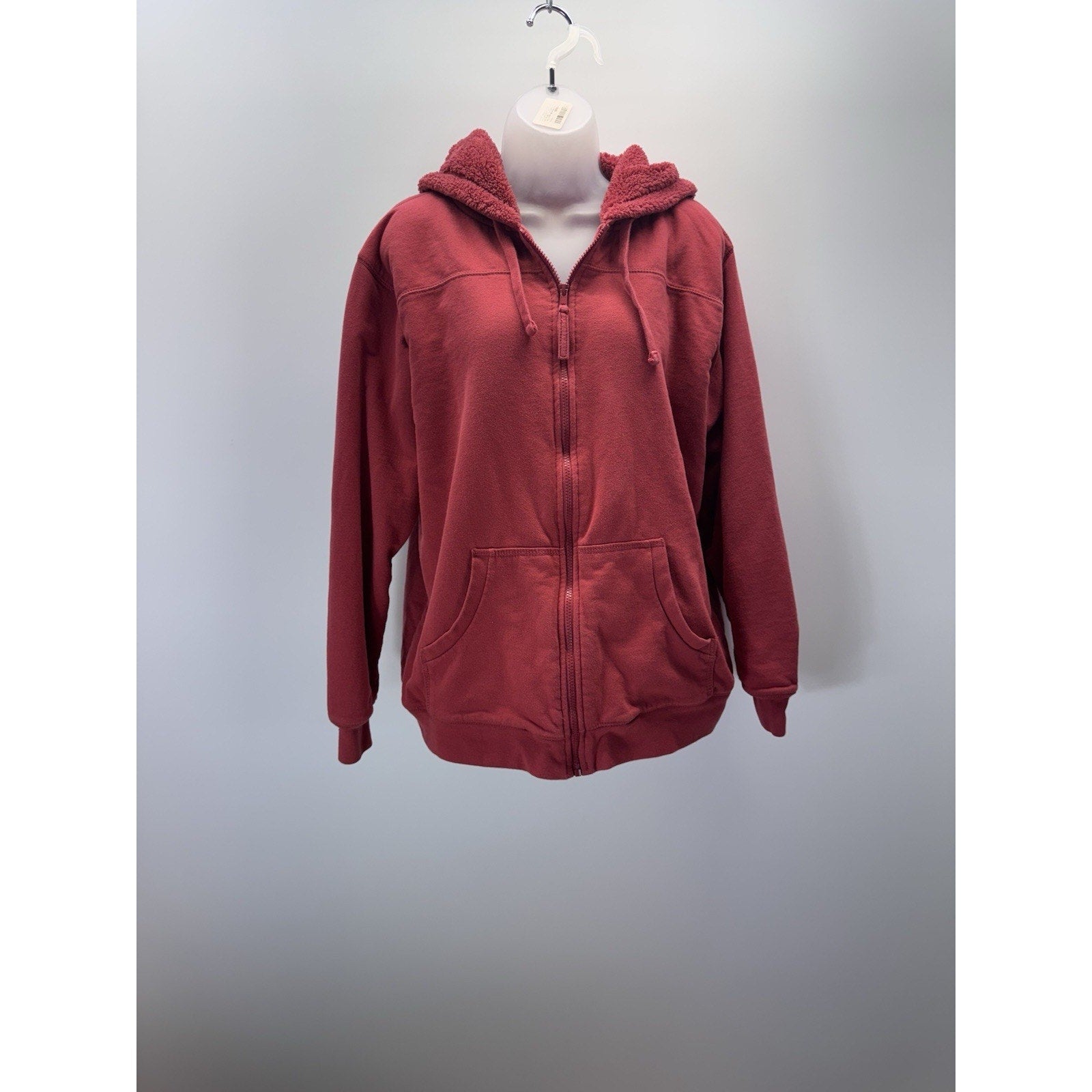 Blue Mountain Women's Fleece Full Zip Long Sleeve Hoodie Sweatshirt Red Size 2XL