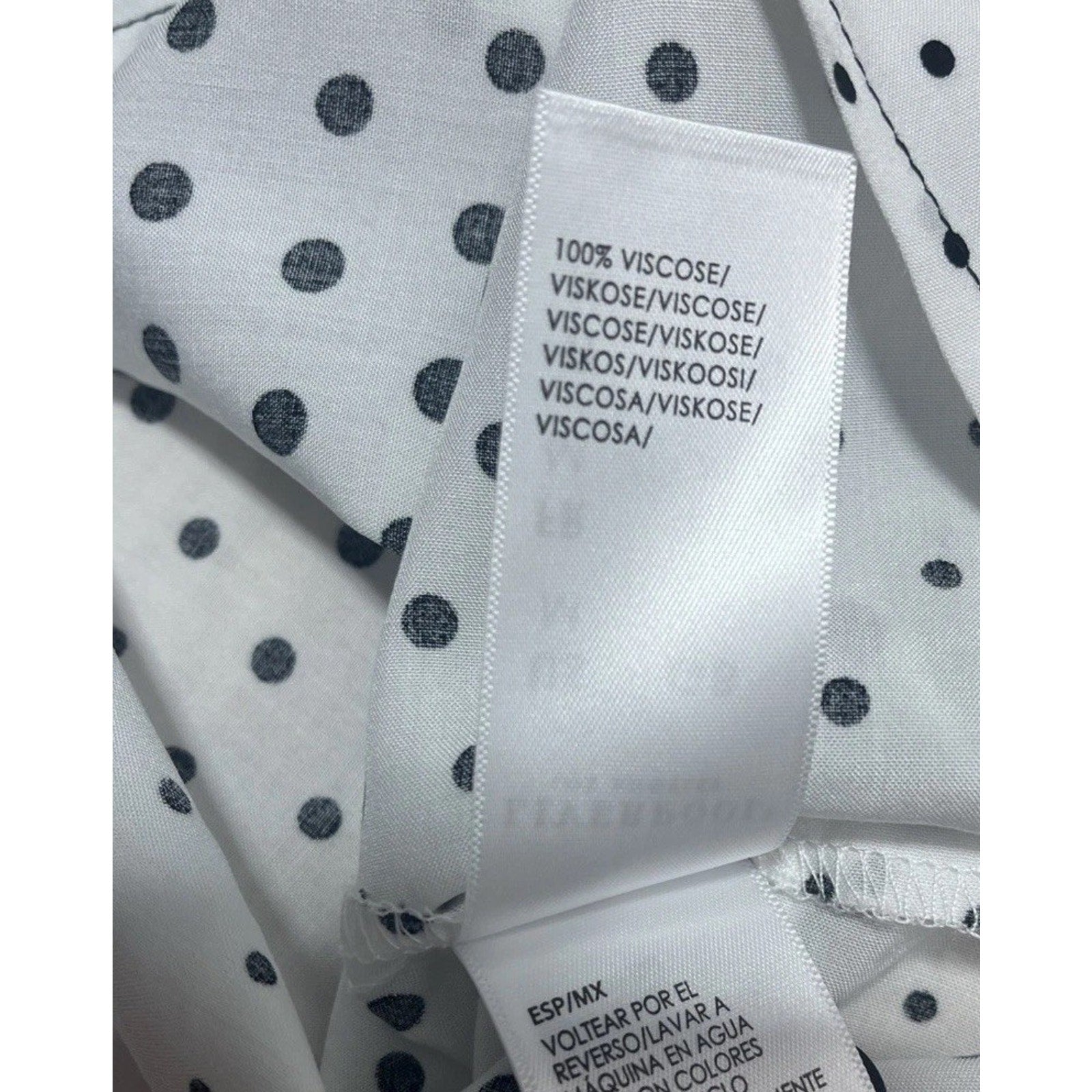 NWT Liverpool Los Angeles Women Black/ White Polka Dot Long Sleeve Blouse Size M