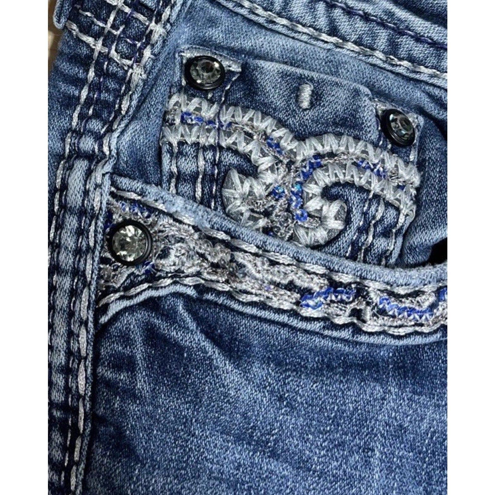 Buckle Rock Revival Jeans "Yui" Swarovski Leather Inserts Skinny Size 26