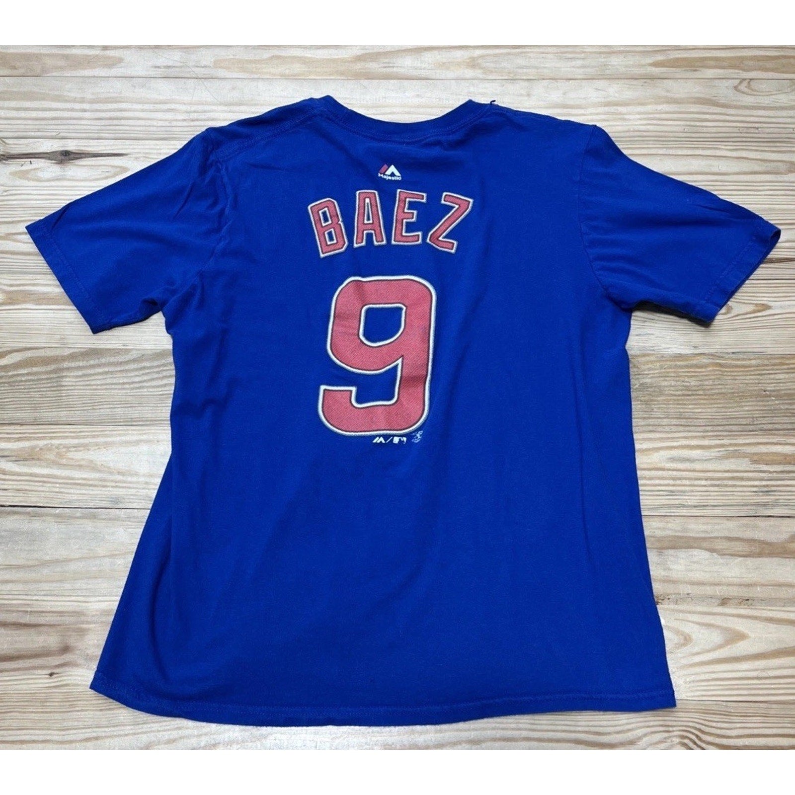 Chicago Cubs #9 BAEZ Majestic Youth Tshirt Baseball Blue Sz XL
