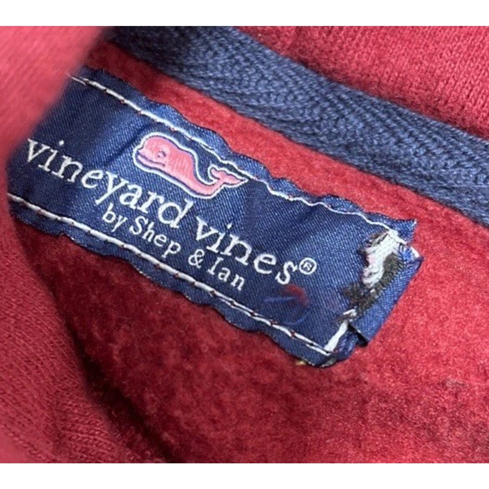 VINEYARD VINES Vintage Whale Clean Fleece Hoodie Men's Size 2XL Sangria