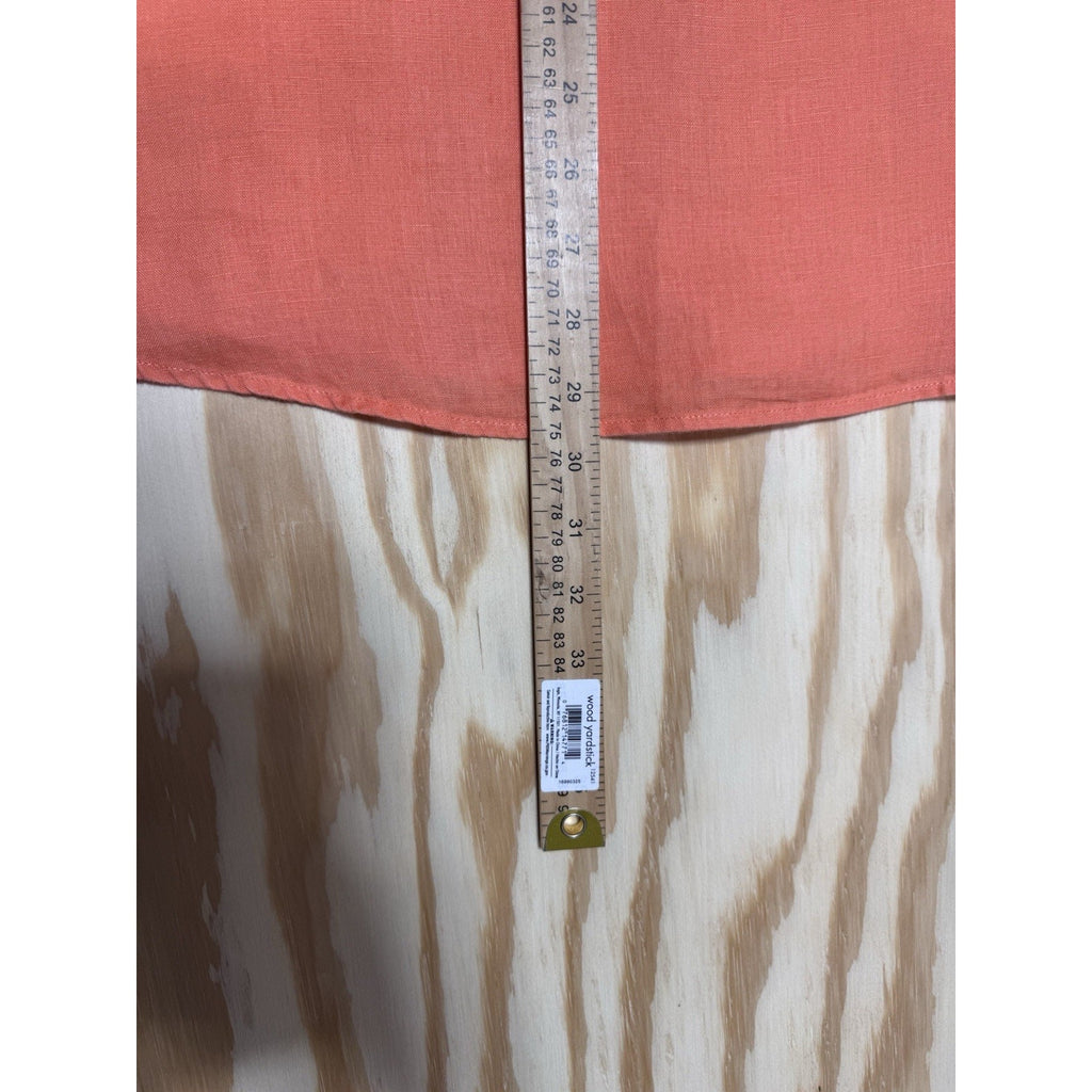 Ellen Tracy 100% Linen Blouse Womens M Coral Orange Tunic Popover 3/4 Sl