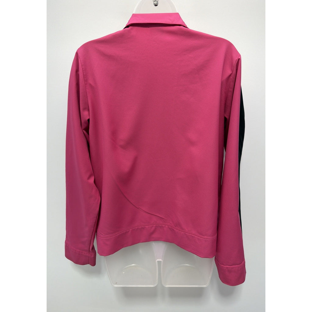 NIKE ATHLETIC FULL ZIP L/S TRACK JACKET WOMENS MEDIUM PINK FRONT POCKETS LOGO