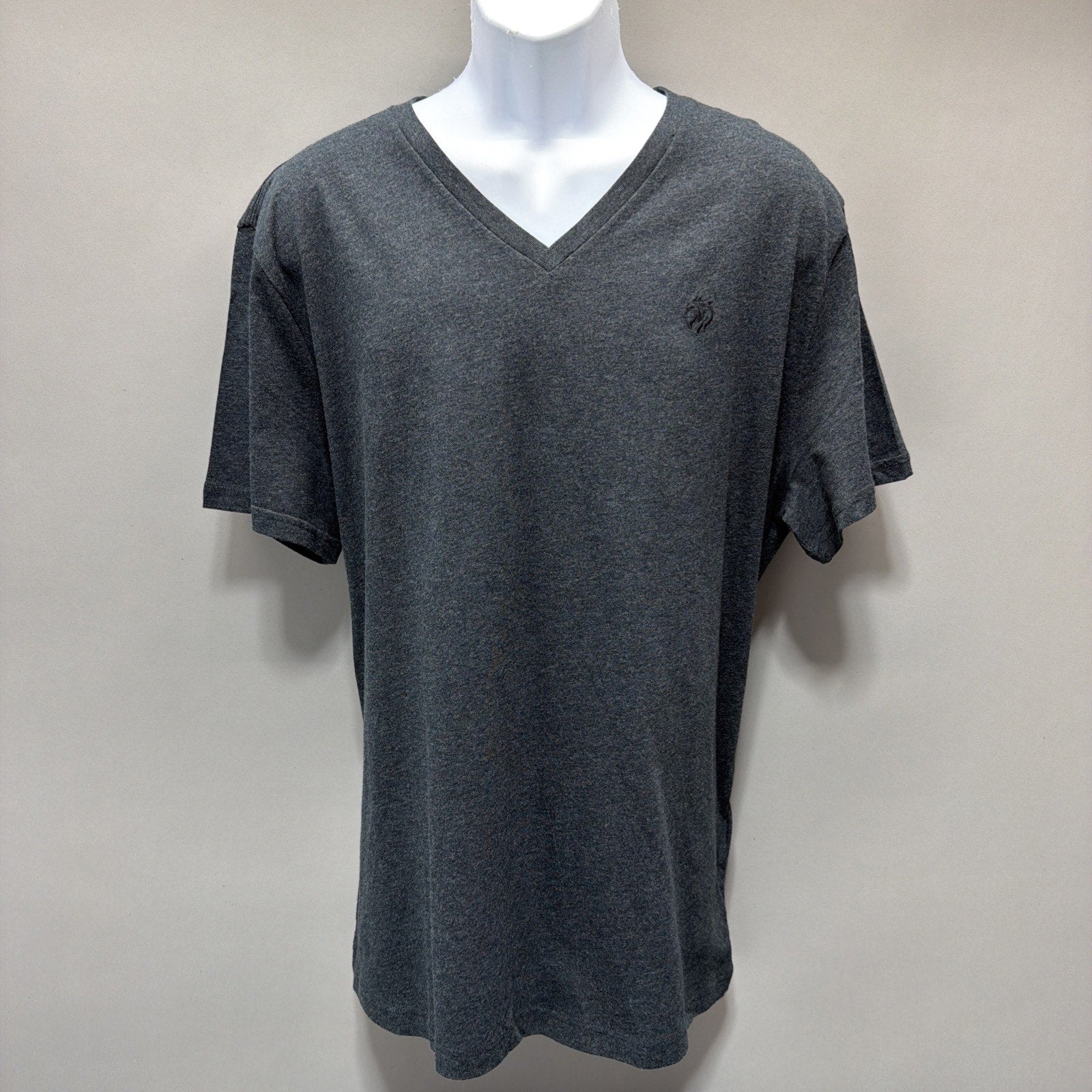 Express Mens T Shirt V Neck Short Sleeve Lightweight Logo Dark Grey XXL