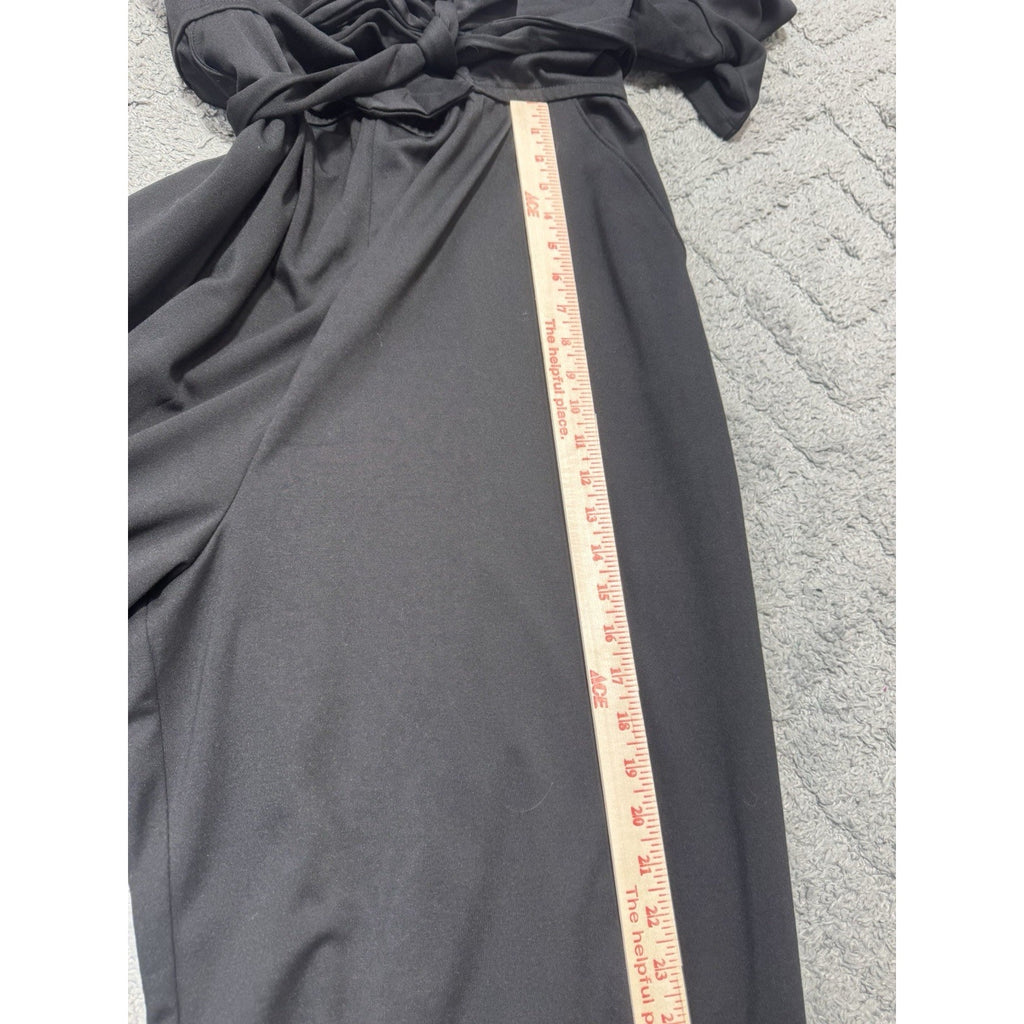 Lane Bryant NWT Womens Size 18 Black Wide Leg Jumpsuit Tie Waist V Neck $99