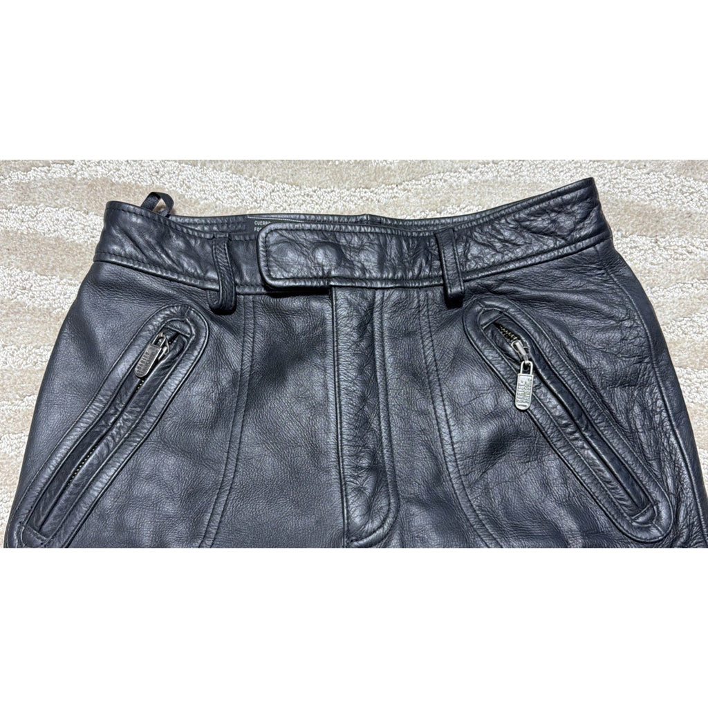 Harley-Davidson Leather Pants Woman’s 28 Black Motorcycle Biker Riding Lined