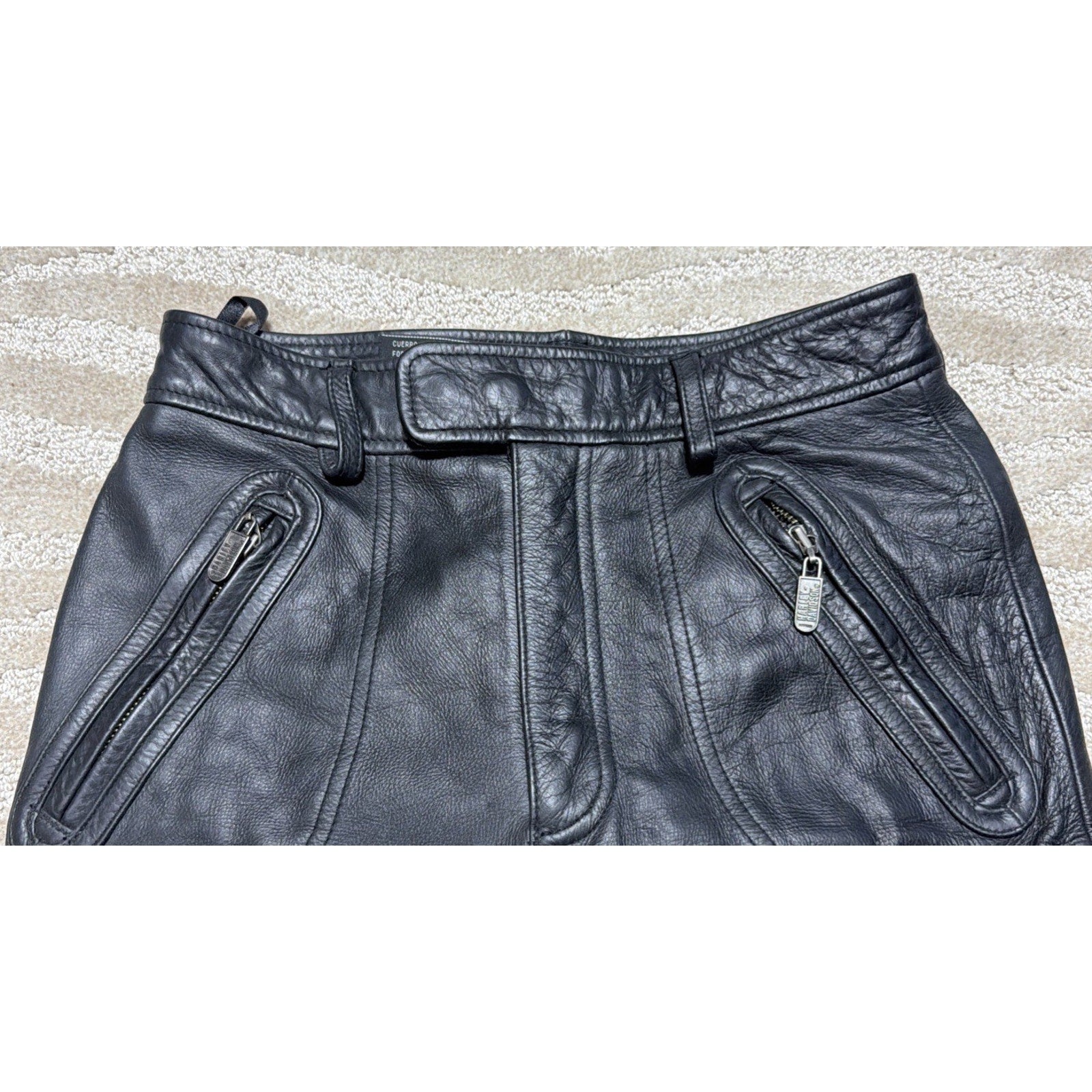 Harley-Davidson Leather Pants Woman’s 28 Black Motorcycle Biker Riding Lined