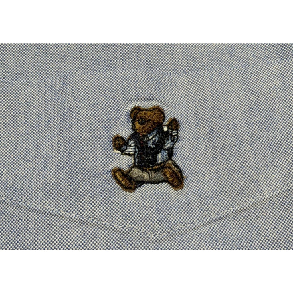 Polo Ralph Lauren Bear Oxford Long Sleeve Blue Button Down Shirt Mens L NWOT