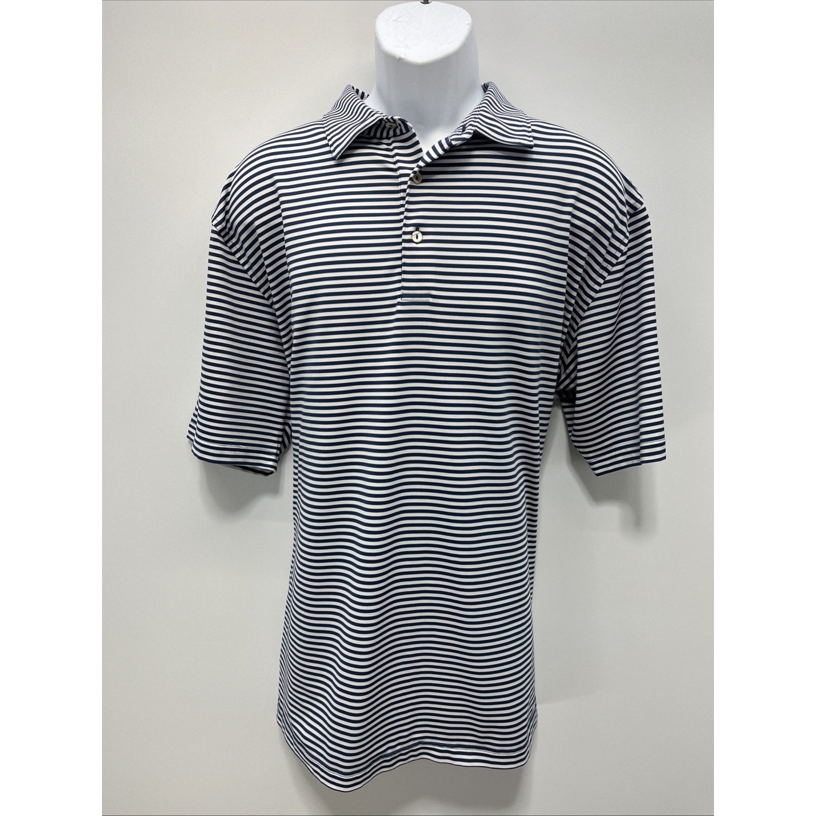 Peter Millar Summer Comfort Shirt Men's XL Blue White Striped Polo Stretch