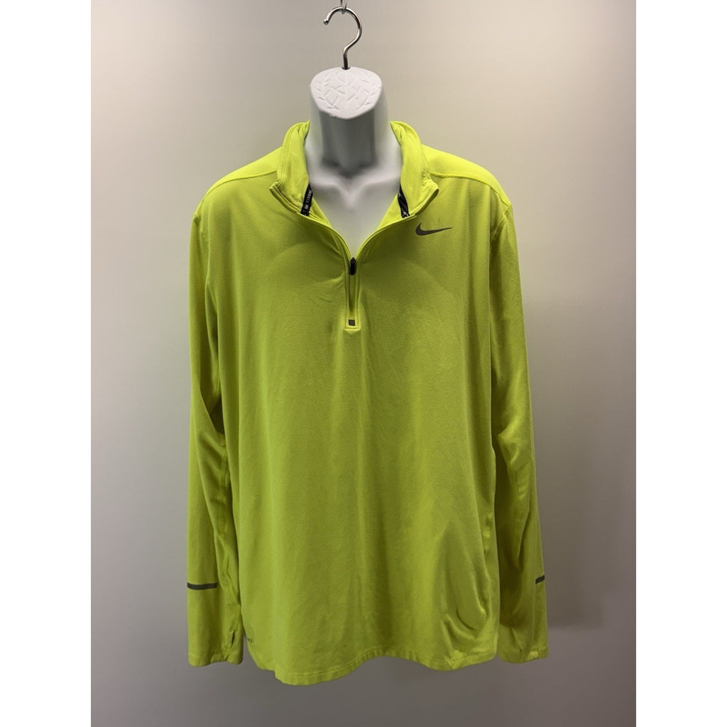 Nike Running 1/4 Zip Jacket Sweatshirt Dri Fit Neon Athletic Mens Sz XL Stains