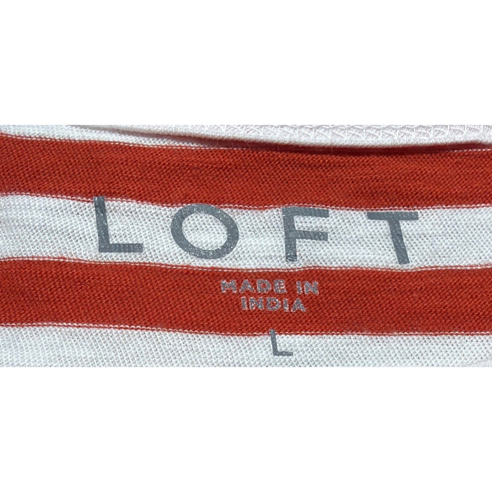 LOFT Womens T-Shirt Red White Stripe Round Neck Short Sleeve Stretch Top Tee L
