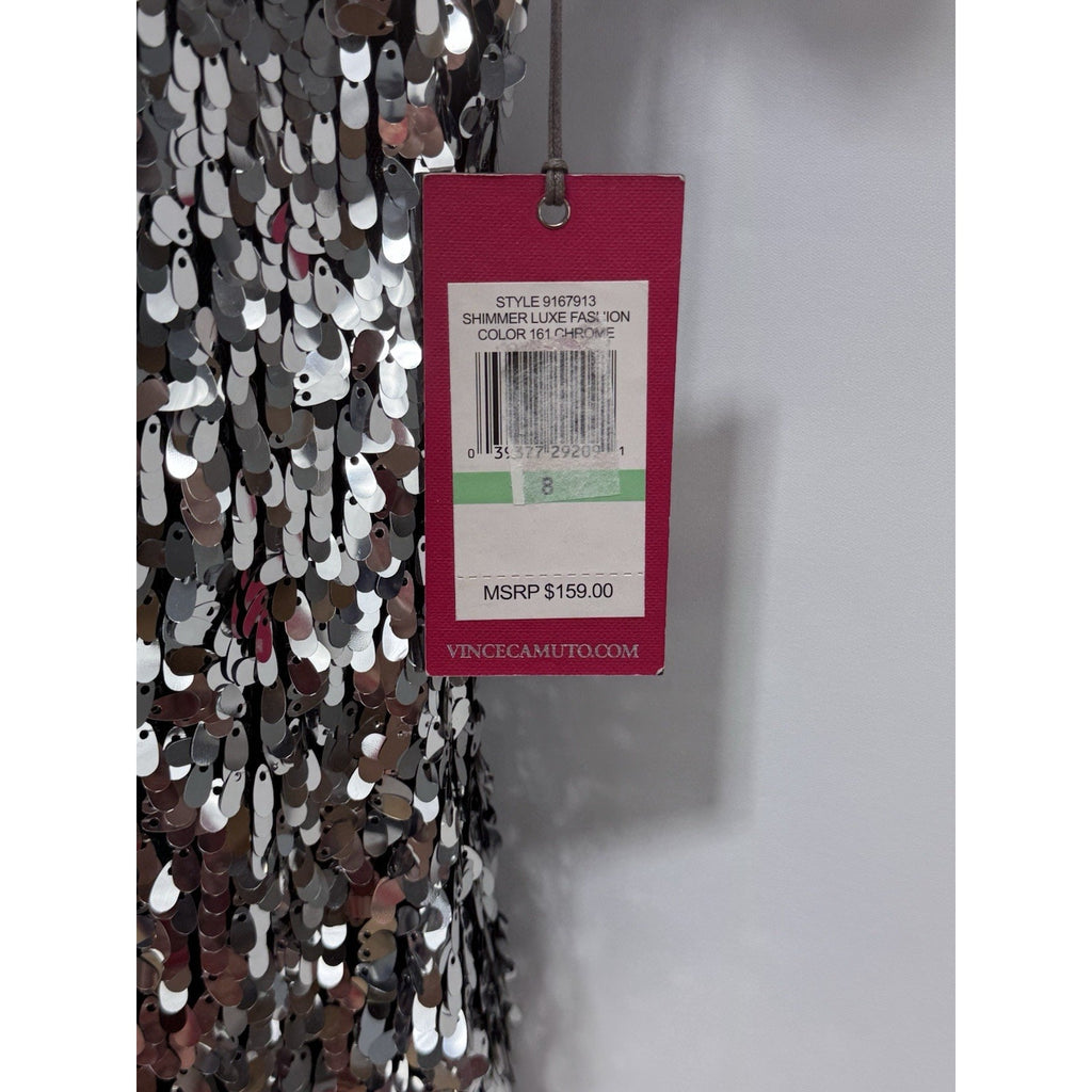 NEW Womens Vince Camuto Sequin Dress Size 8 Silver Black dress NWT