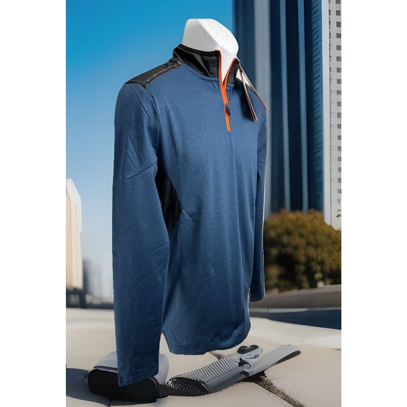 Spyder Active ProWeb Compression 1/4 Zip Pullover Shirt Men's S Blue Black NEW