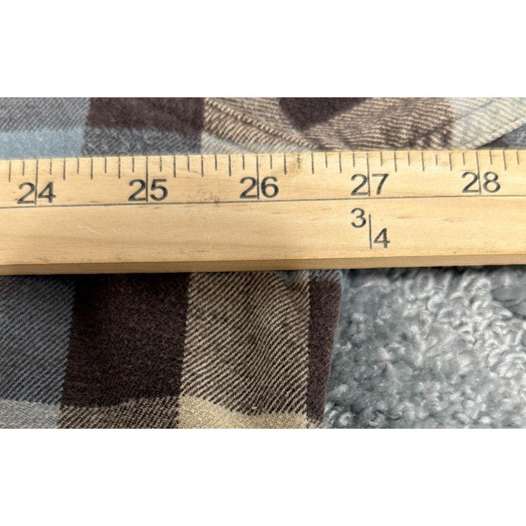 Vintage Woolrich Heavyweight Flannel Shirt Brown Blue Cream Plaid