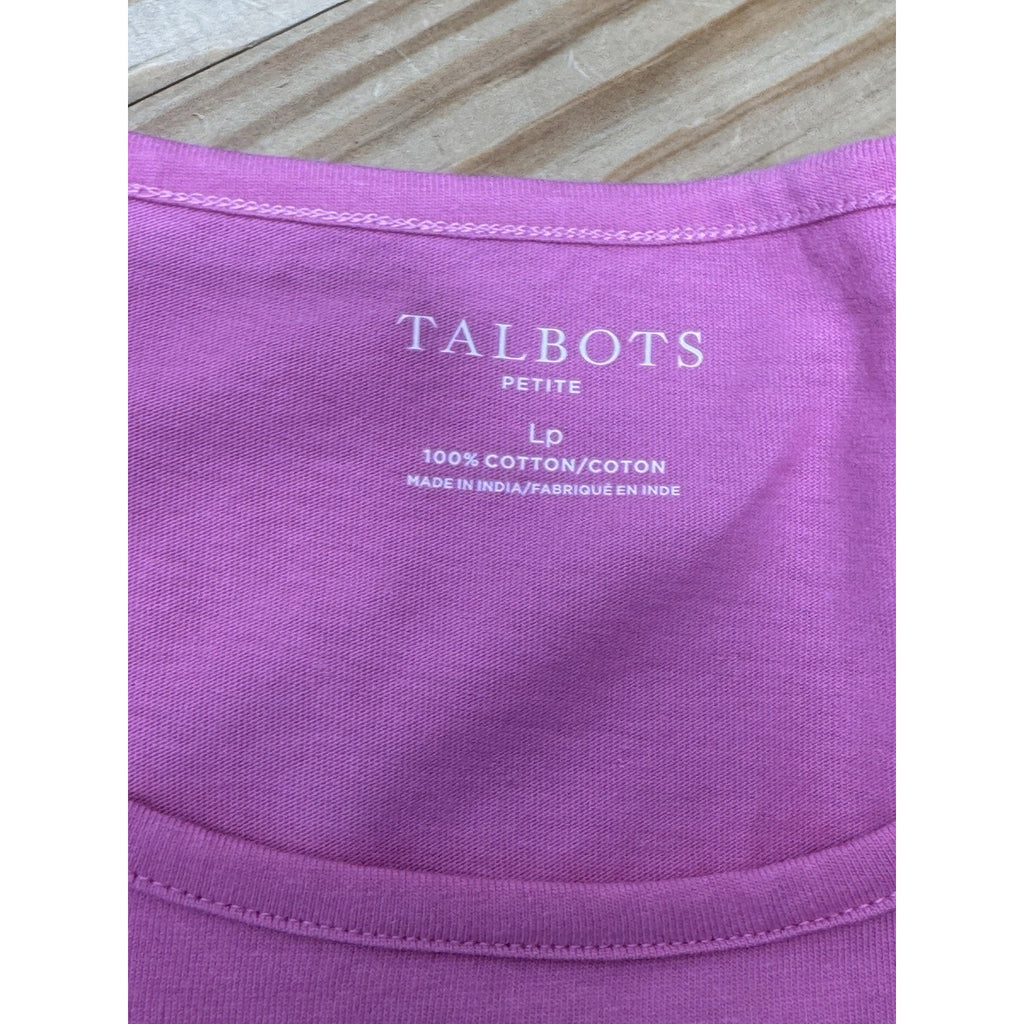 Talbots Cotton Puff Sleeve Pink Long-sleeved Blouse White Lace Cutout Size XLP