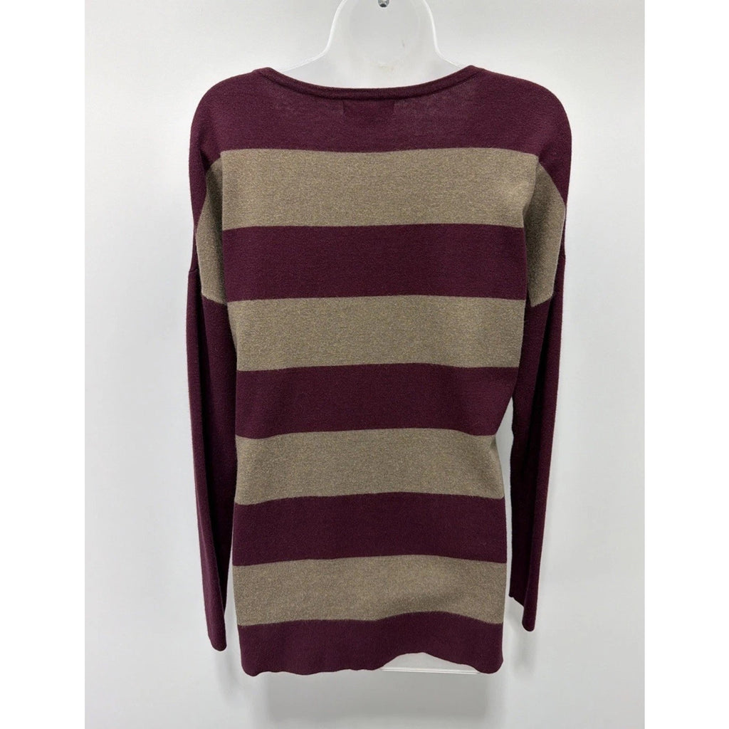 Banana Republic Womens Dolman Sleeve Sweater Sz M Burgundy/Tan Rabbit Hair