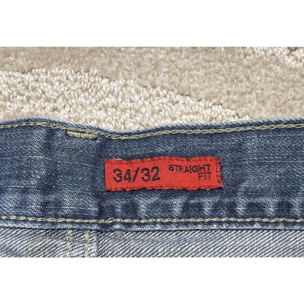 Apt. 9 Straight Fit Jeans Mens 34x32 Blue Medium Wash Denim Pants Workwear