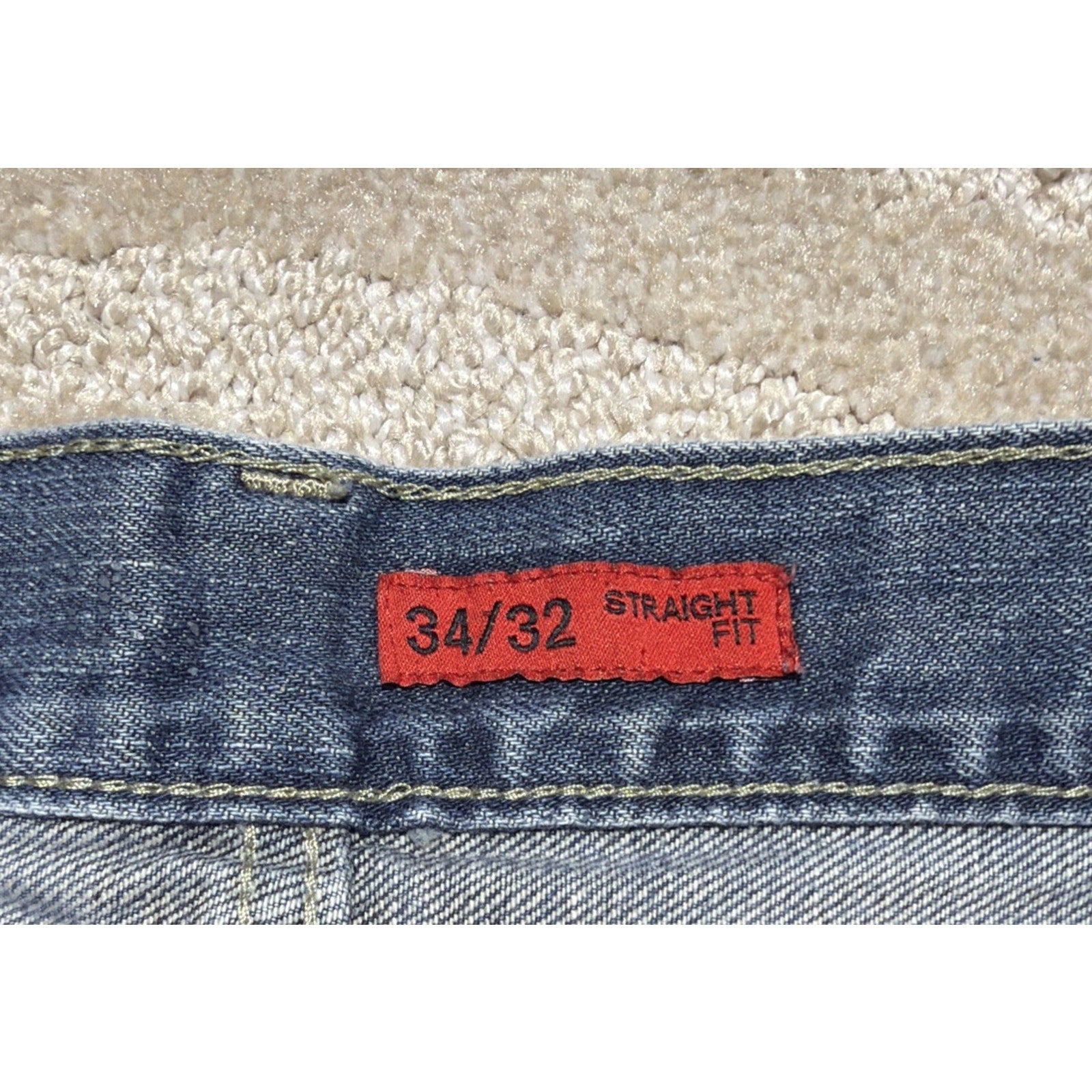 Apt. 9 Straight Fit Jeans Mens 34x32 Blue Medium Wash Denim Pants Workwear