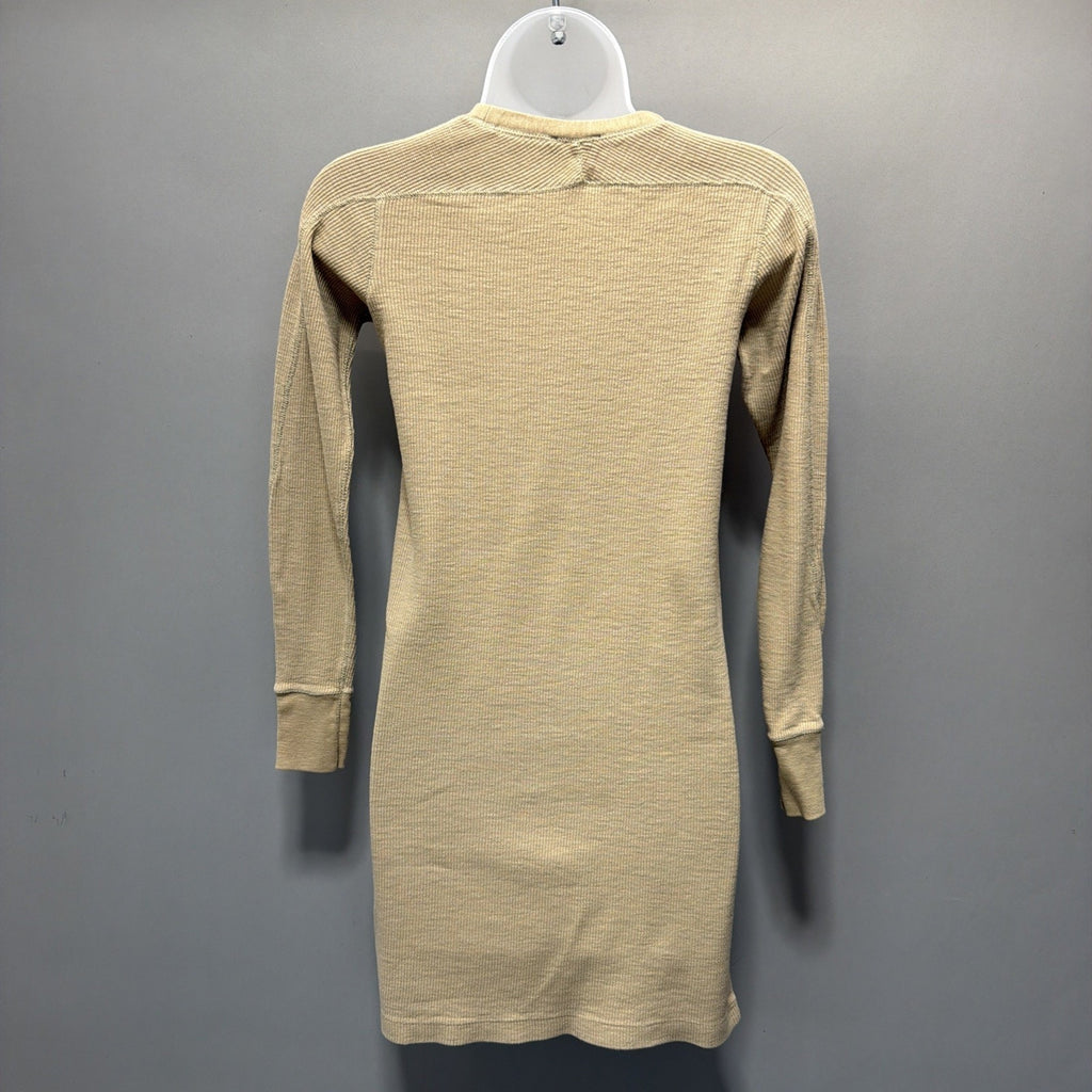 Ralph Lauren Polo Dress Women Medium Beige Sweater Thermal Waffle Crewneck