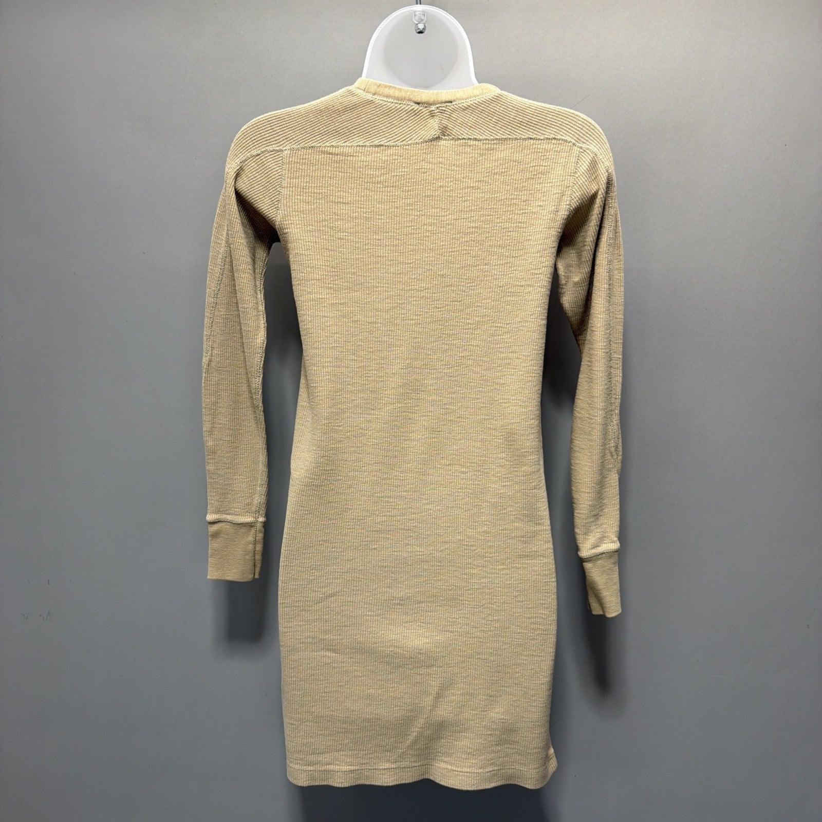 Ralph Lauren Polo Dress Women Medium Beige Sweater Thermal Waffle Crewneck