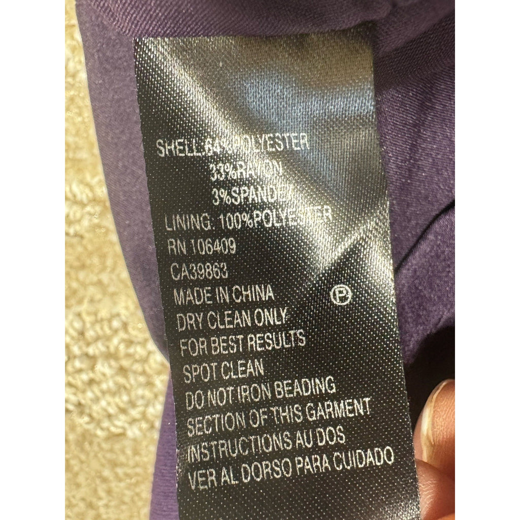 Tahari Arthur S. Levine Purple Sheath Dress Size 6 Embellished Neck Career NWT