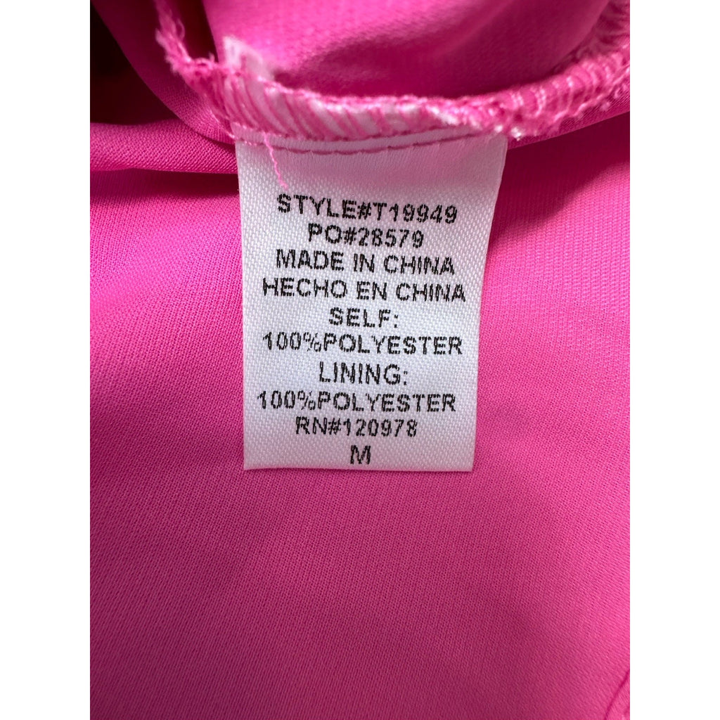 Entro Hot Pink Tiered Ruffle Tank Top Tulle Ribbon Straps Women’s Size Medium