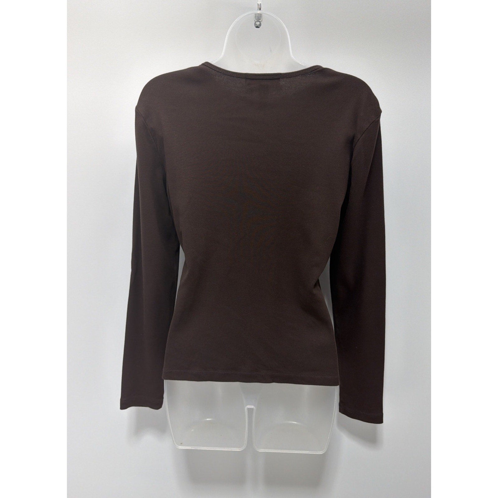 Lauren Ralph Lauren Long Sleeve Boat Neck Pullover Blouse Top Women Small Brown