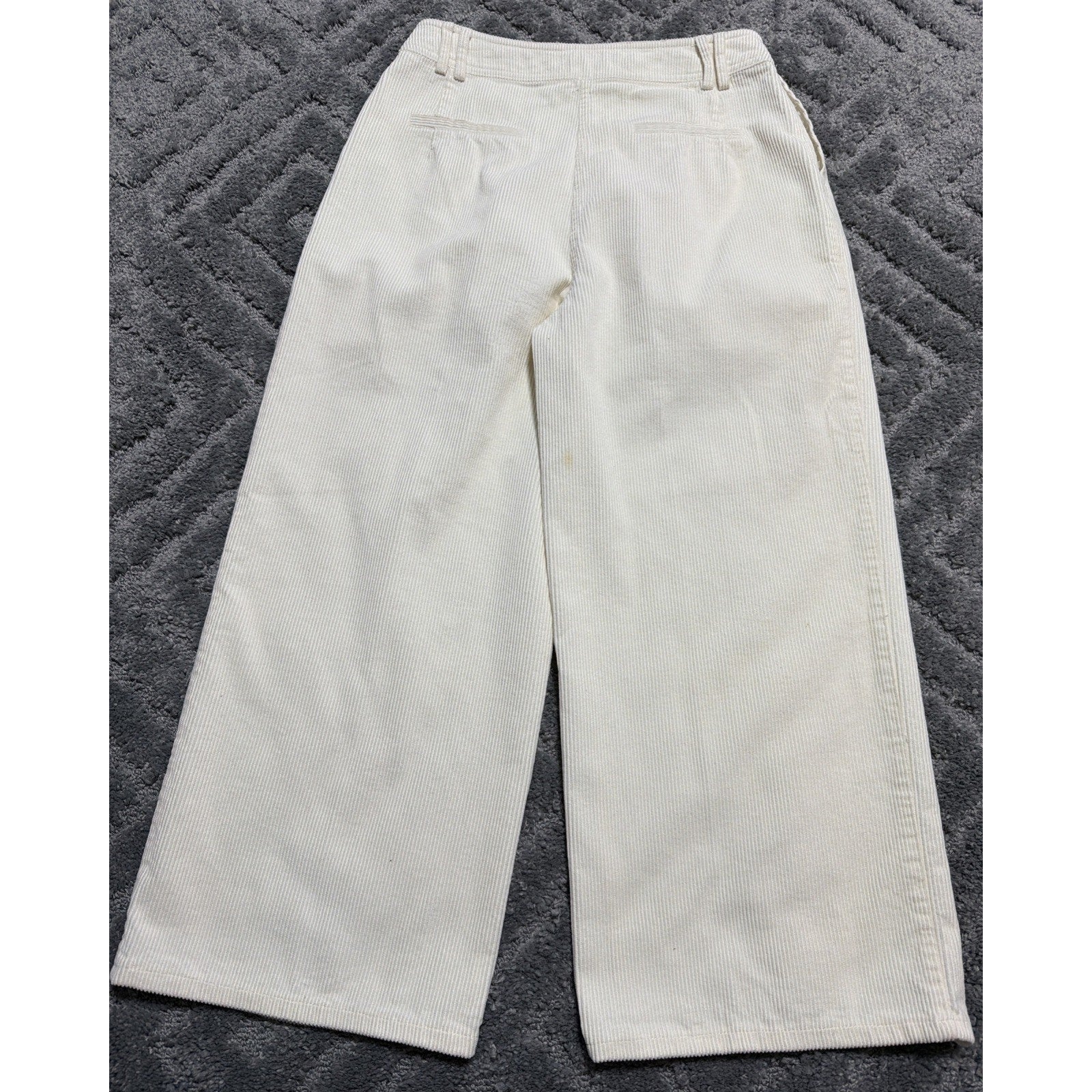 TOPSHOP Women's 10 WIDE LEG Corduroy Pants Jeans 30x27 Ivory High Rise Retro