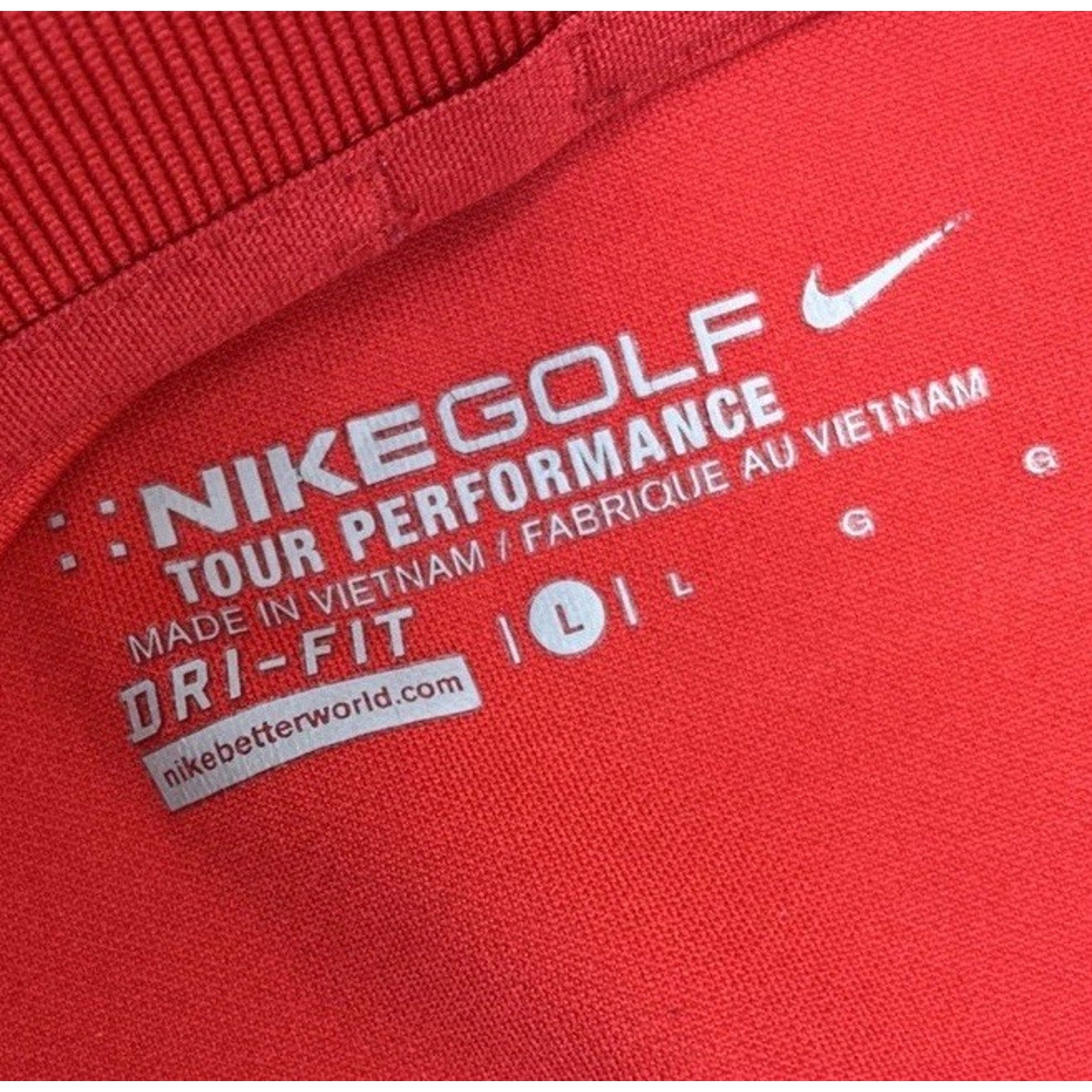 Nike Golf Men’s Polo Shirt Size Large Red Tour Performance DriFit Short Sleeve