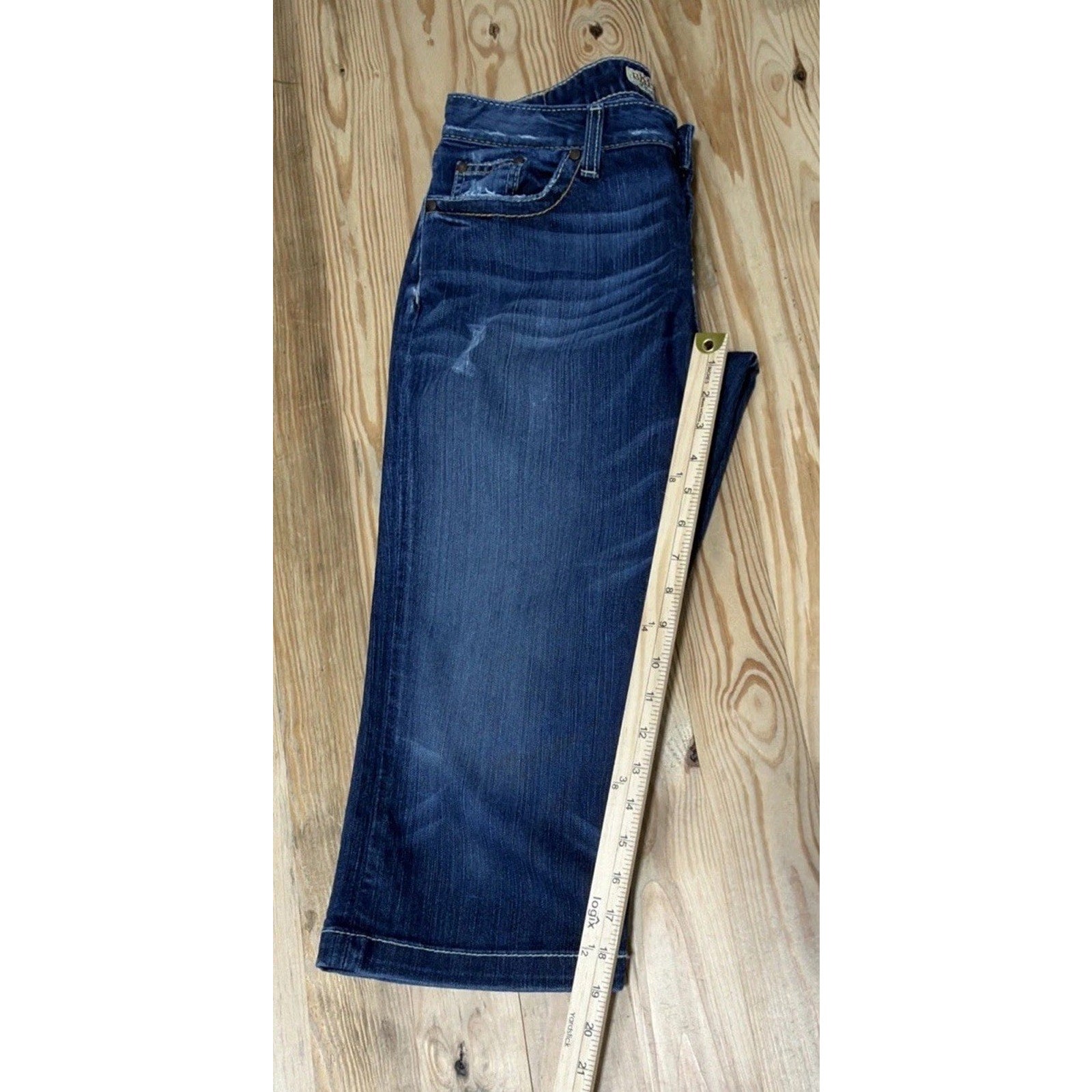 BKE Buckle Jeans Womens 30x19 Blue Kate Capri Stretch Mid Rise Distressed Denim