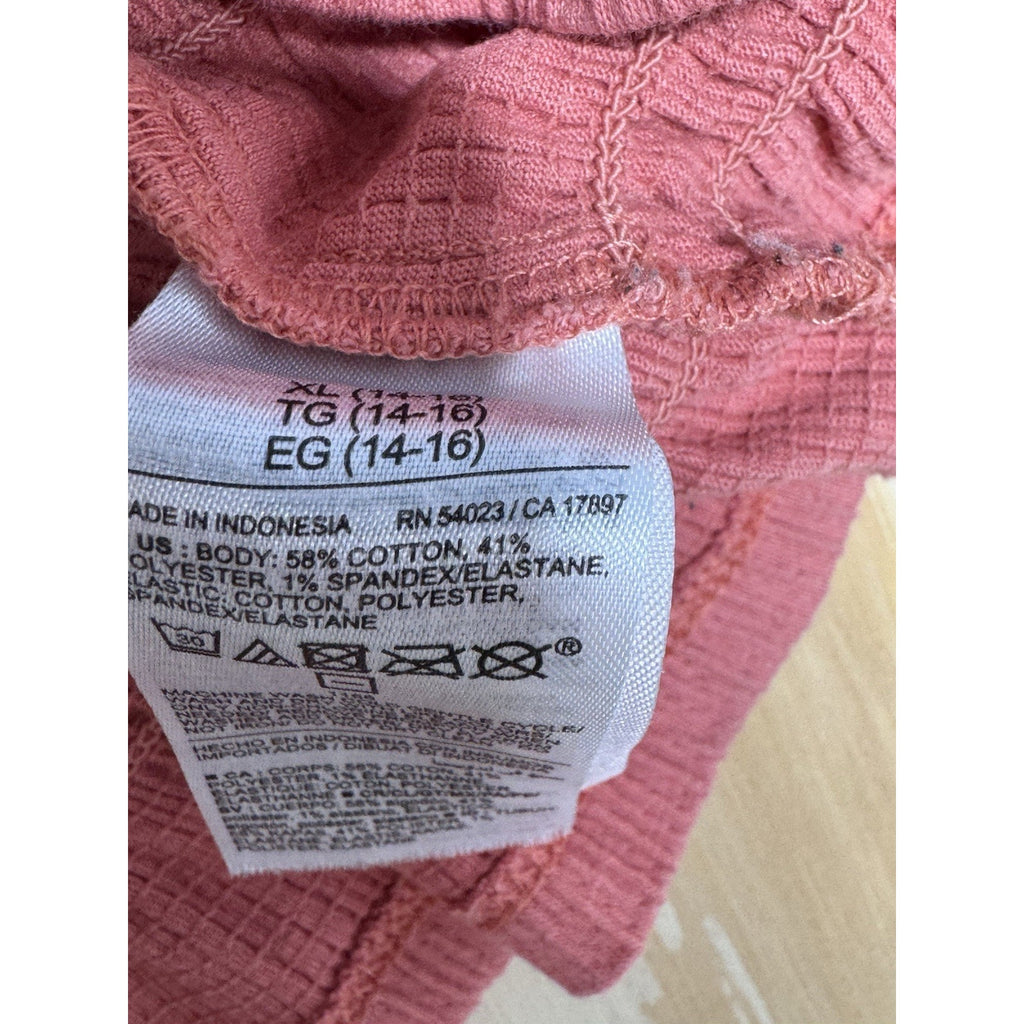 Old Navy Pink Smocked Youth X-Large (14-16) Square Neck Puff Sleeve Blouse