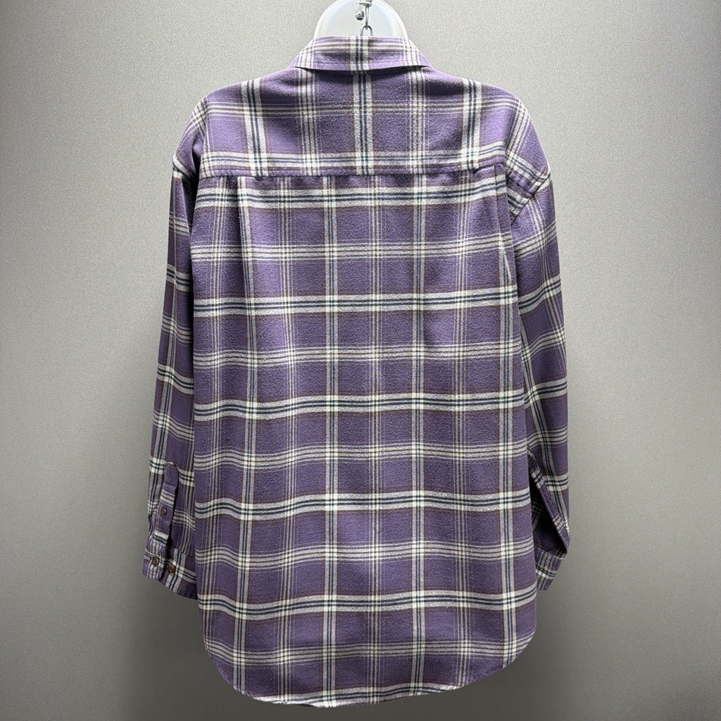 VTG Eddie Bauer Womens M Oversized Flannel Shirt Plaid Long Sleeve Button Up