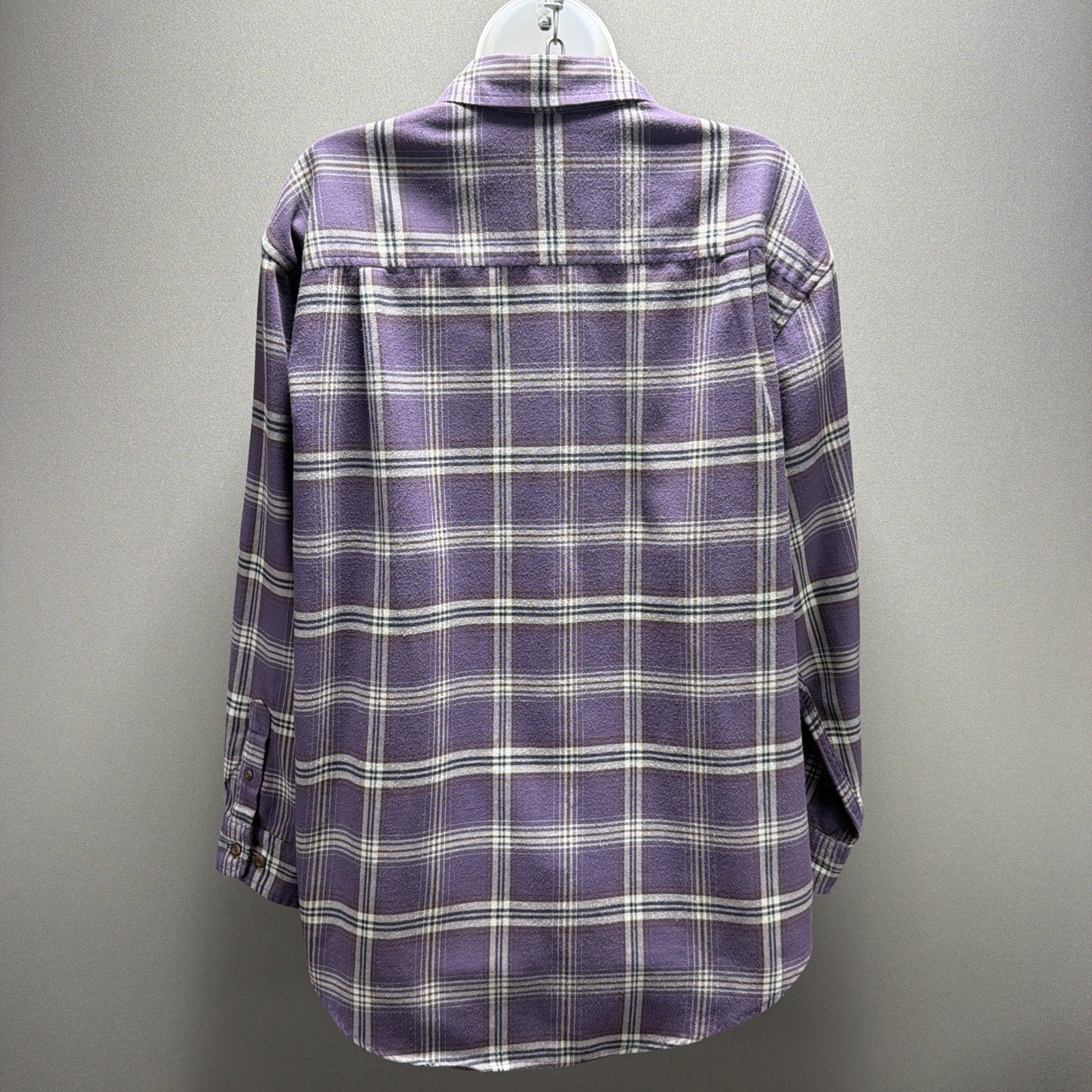 VTG Eddie Bauer Womens M Oversized Flannel Shirt Plaid Long Sleeve Button Up